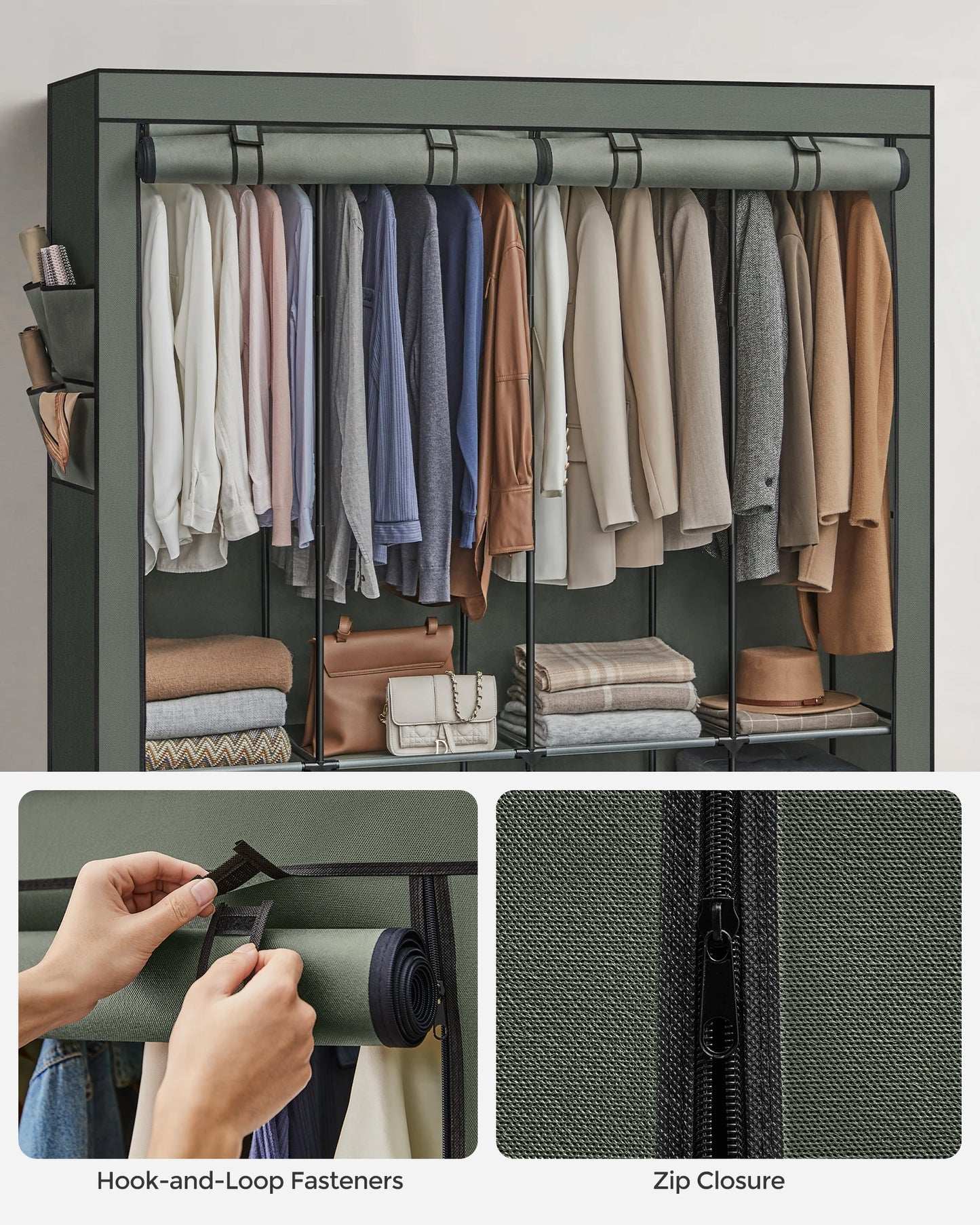 Portable Closet Wardrobe Organizer with Cover