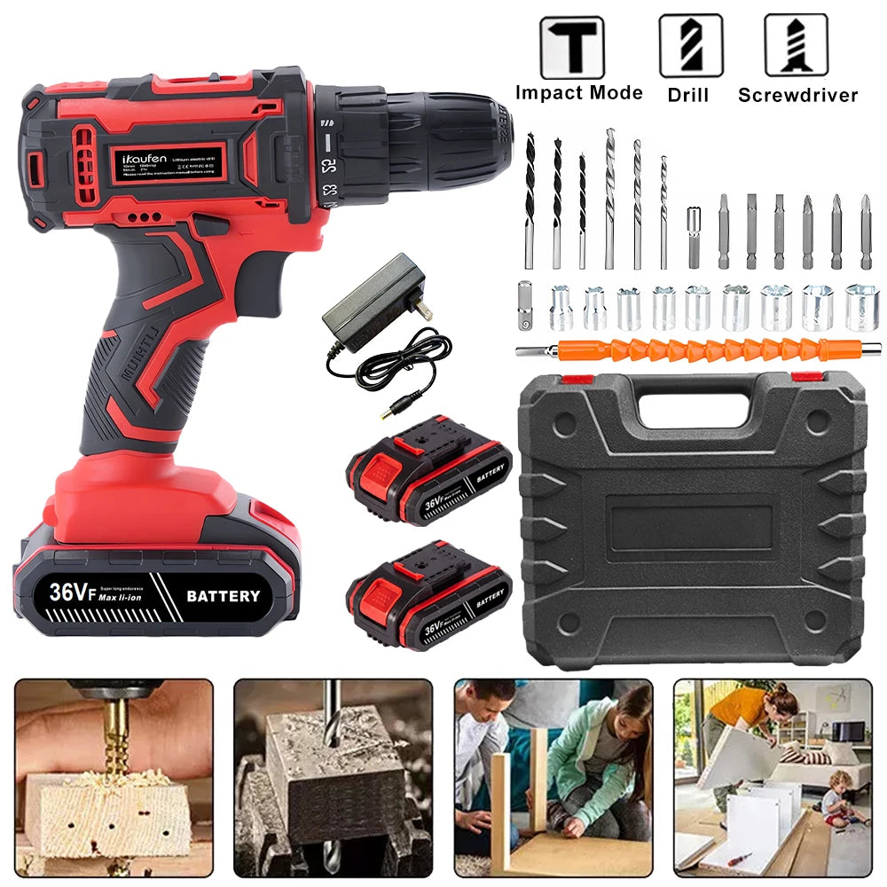 21V Cordless Drill Rechargeable Lithium Battery Screwdriver