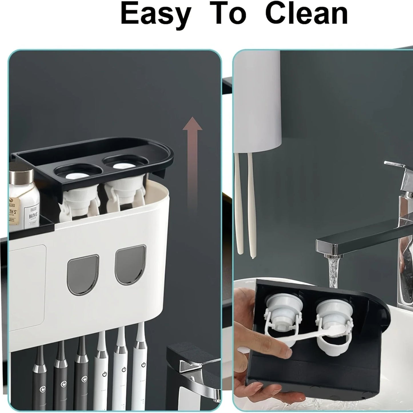 Double Toothpaste Dispenser Wall Mounted Bathroom Organizer