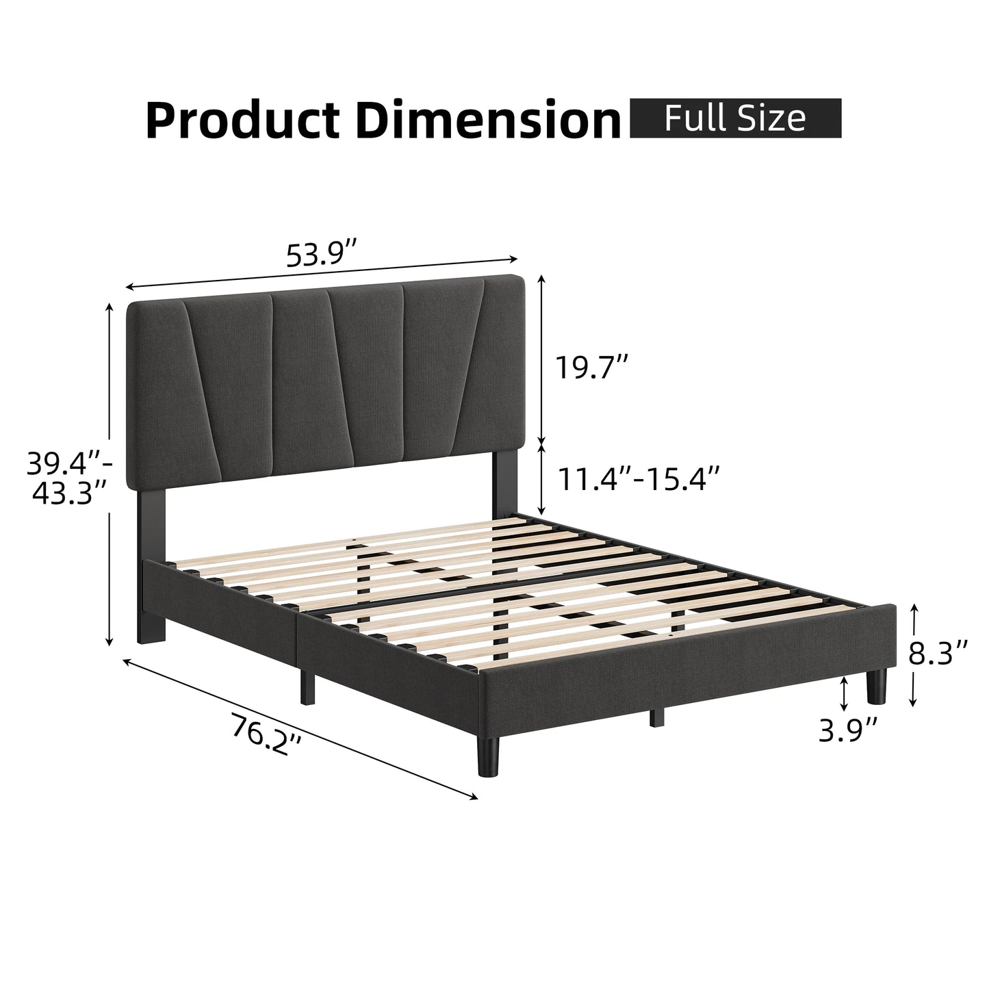 Linen Upholstered Platform Bed Frame with Headboard