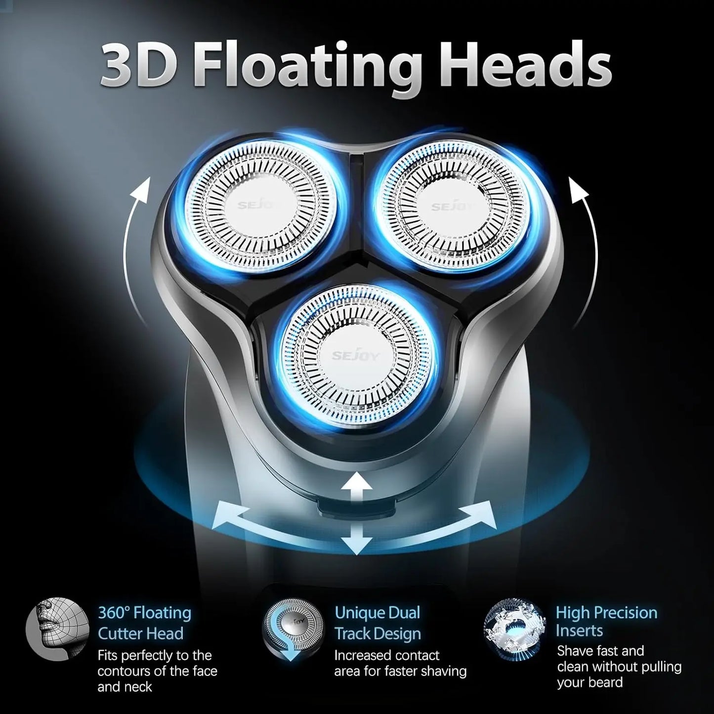 Sejoy 3D Rotary Rechargeable Electric Shaver for Men