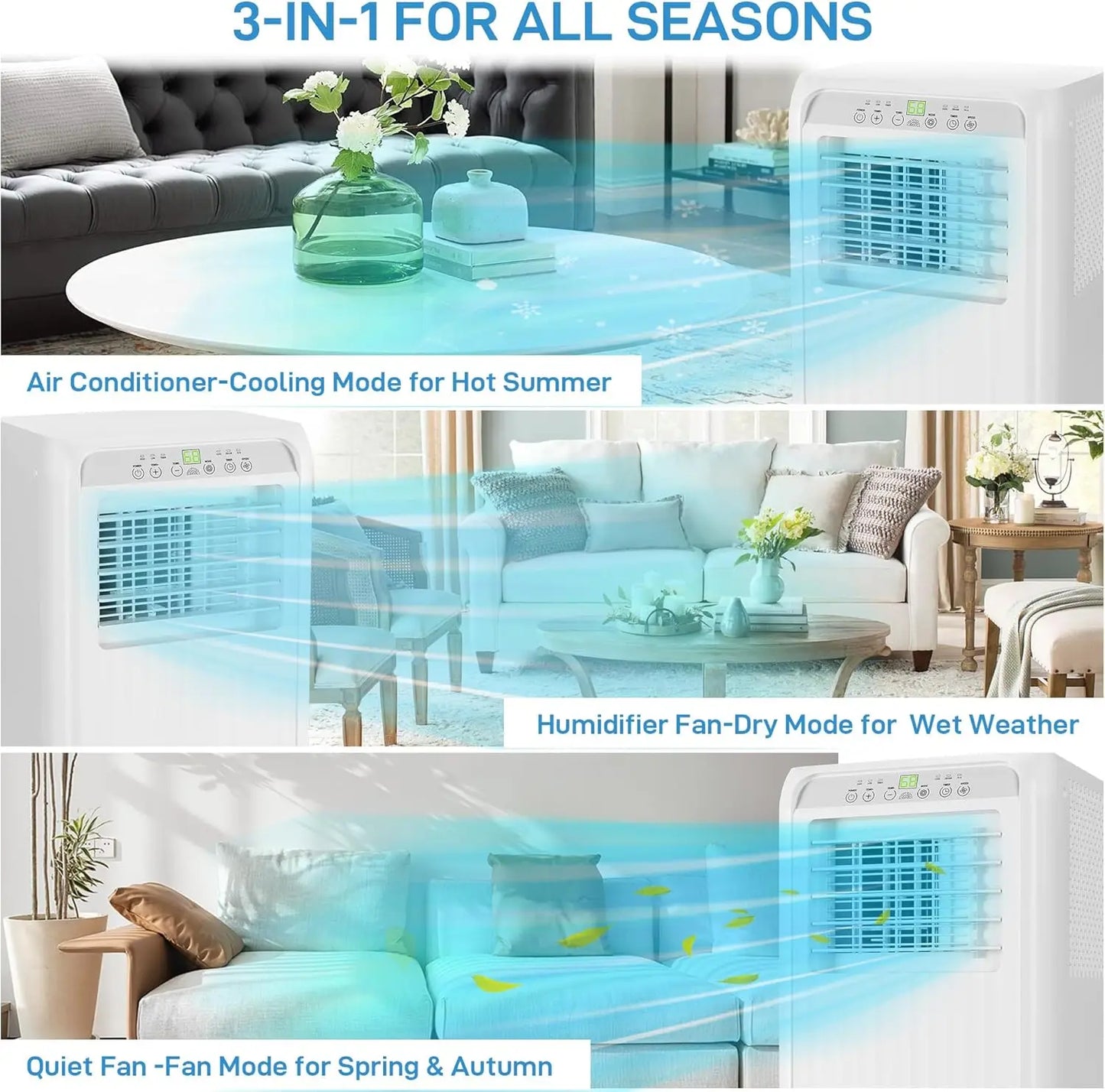 "8,000 BTU 3-in-1 Portable Air Conditioner