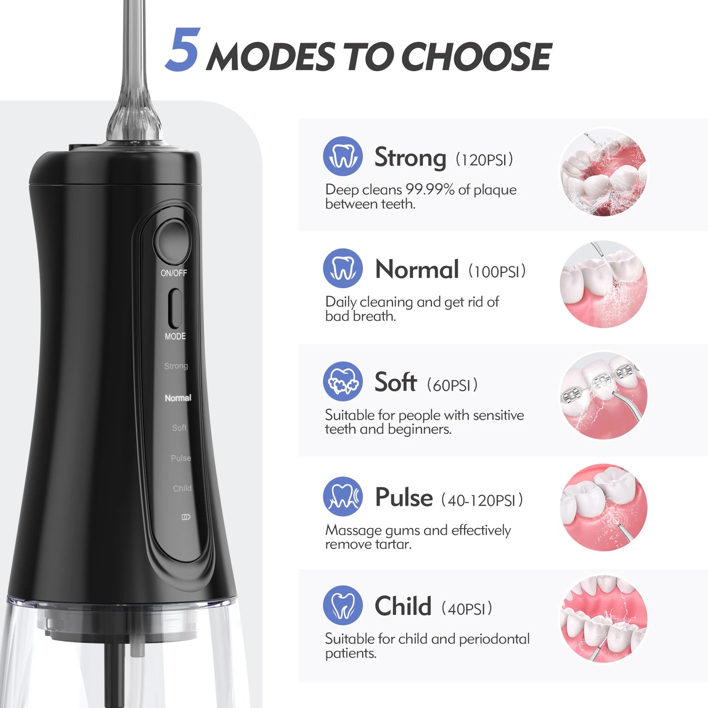 Cordless Portable Water Flosser Teeth Cleaner