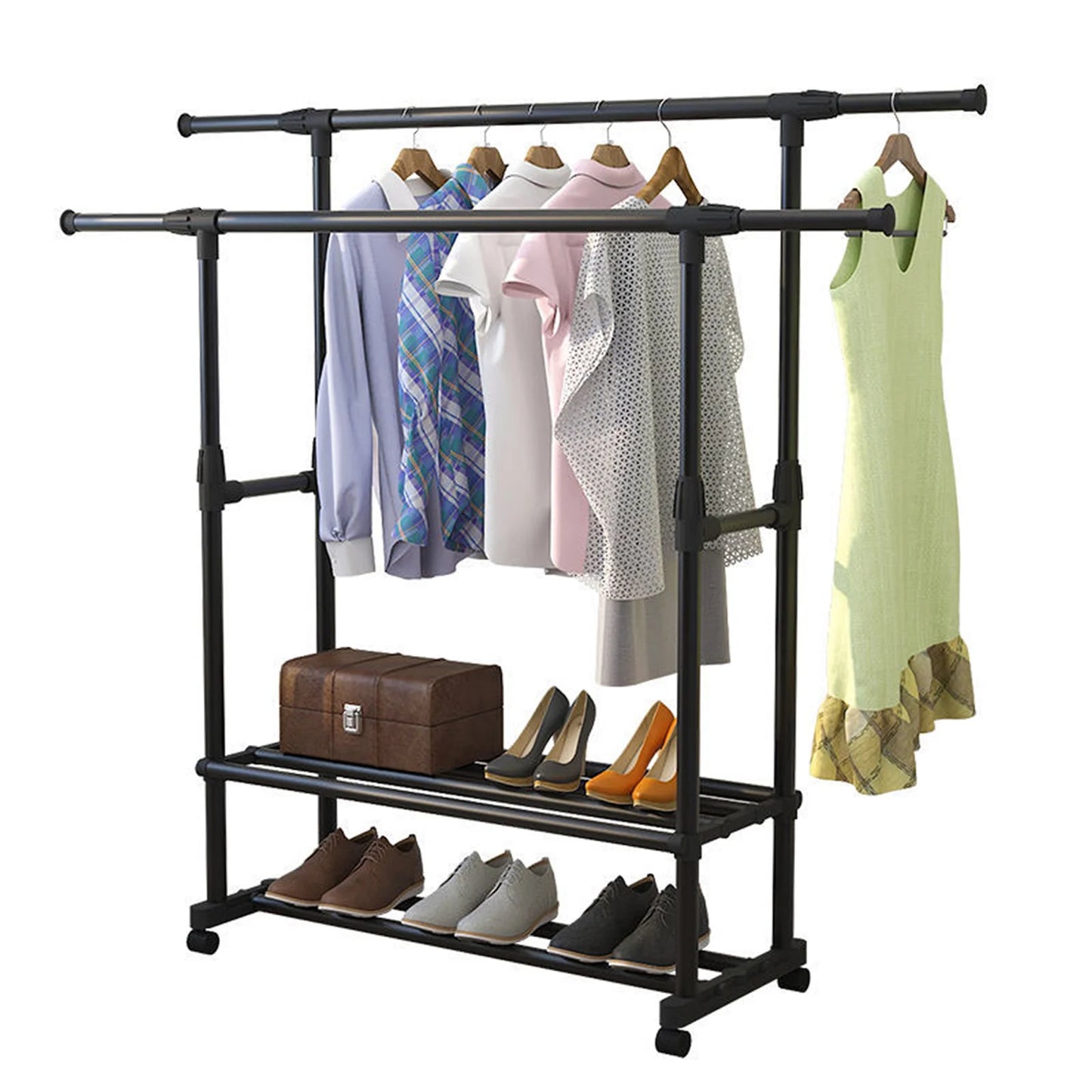 Heavy Duty Double Rail Clothes Garment Rack