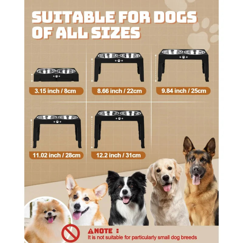 Adjustable Elevated Dog Bowls Stand Set