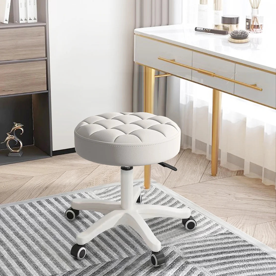 Adjustable PU Leather Rolling Swivel Office Stool