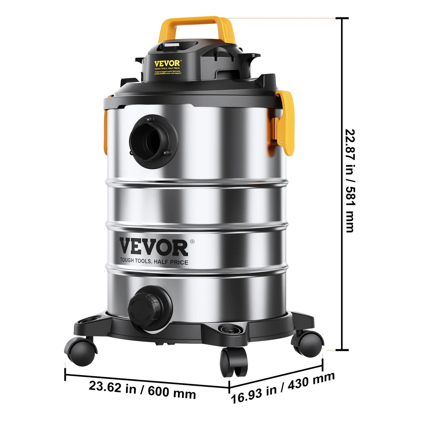 Stainless Steel Wet Dry Vacuum with Powerful Suction