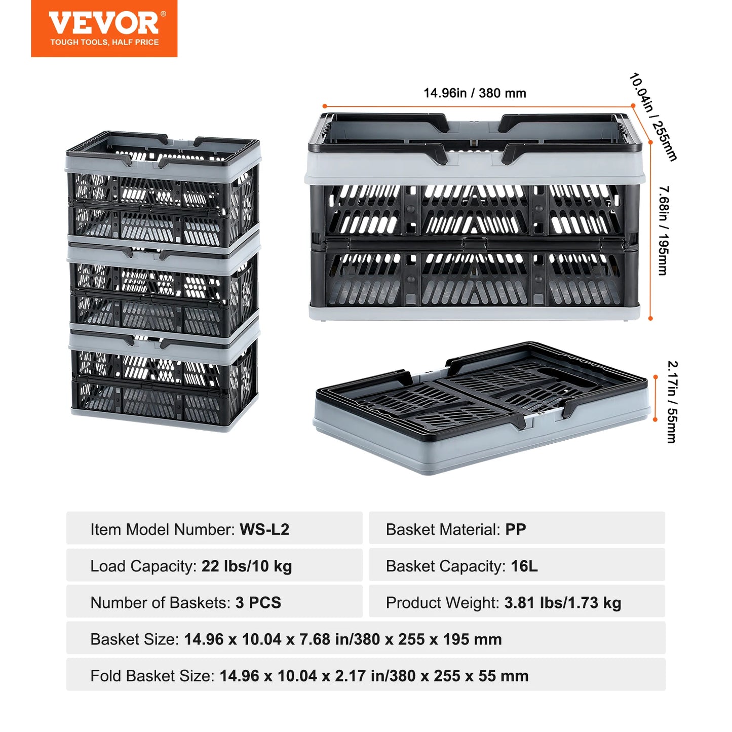 Foldable Storage Crate Set for Home Organization