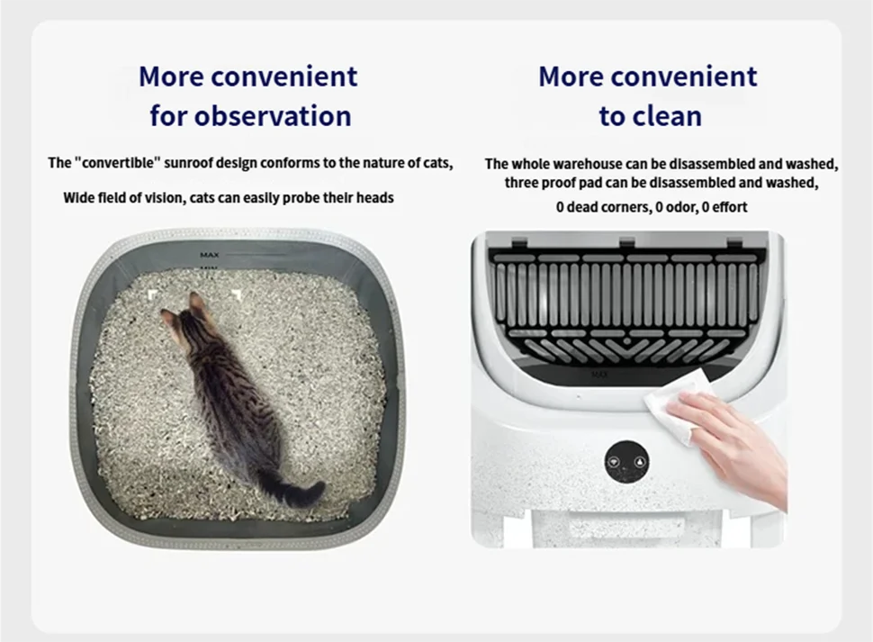 Smart Self-Cleaning Cat Litter Box with App Control Odor-Free Automatic Safety System