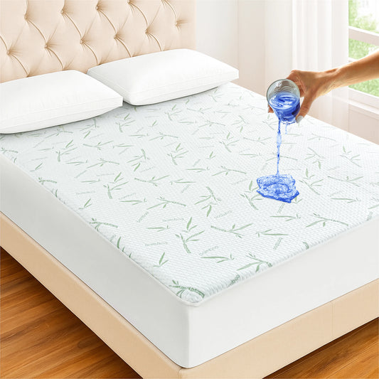 Waterproof Bamboo Mattress Protector – Ultra-Soft Deep Pocket Fitted Cover
