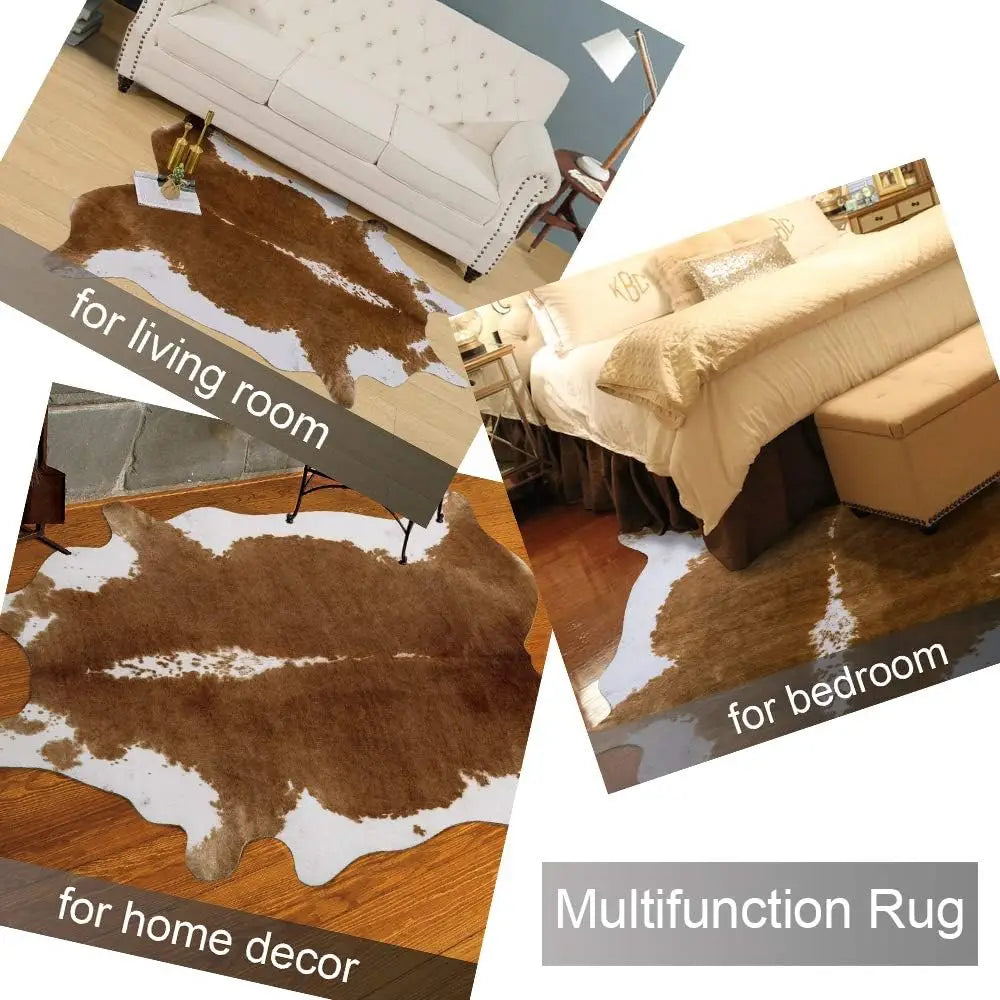Faux Fur Cow Print Rug Bedroom Decor