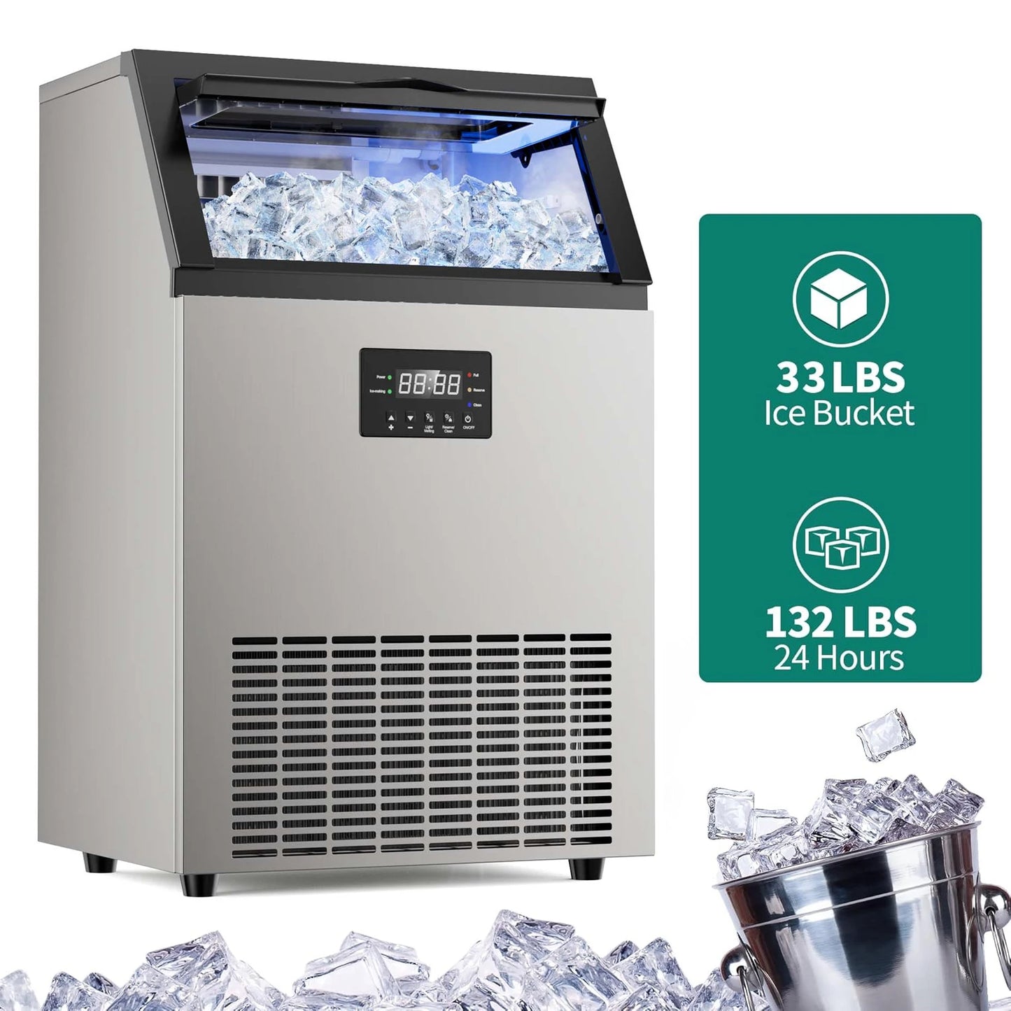 Stainless Steel Commercial Under-Counter Ice Maker
