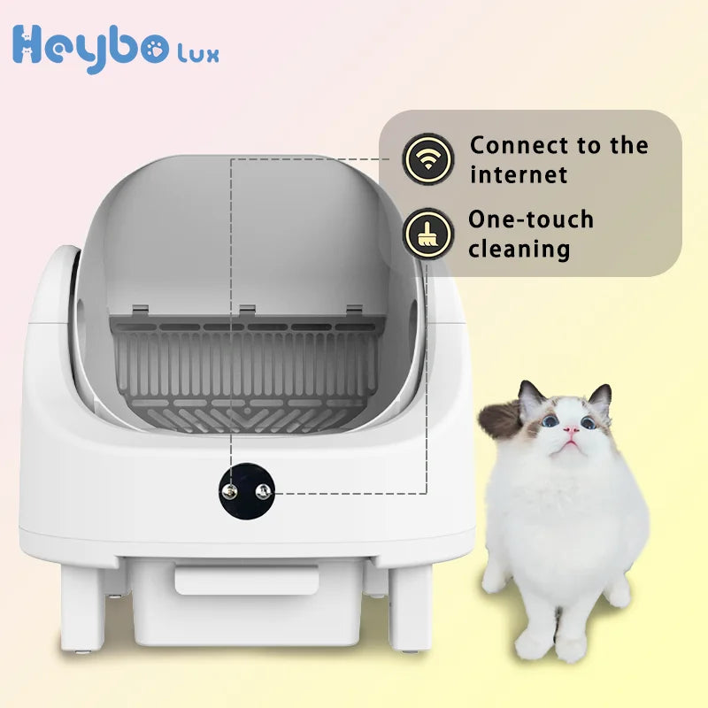 Smart Self-Cleaning Cat Litter Box with App Control Odor-Free Automatic Safety System