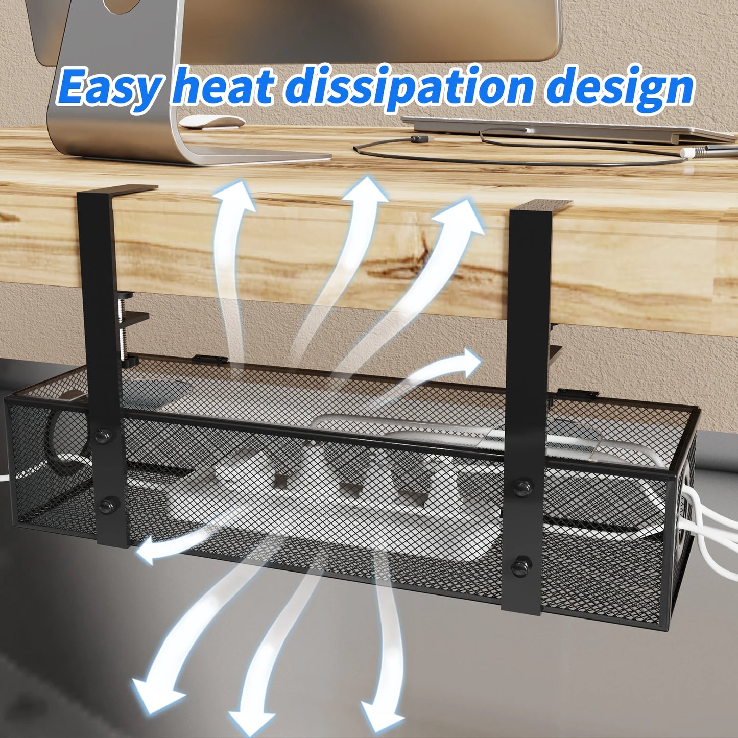 Under Desk Cable Tray Clamp Mount Organizer