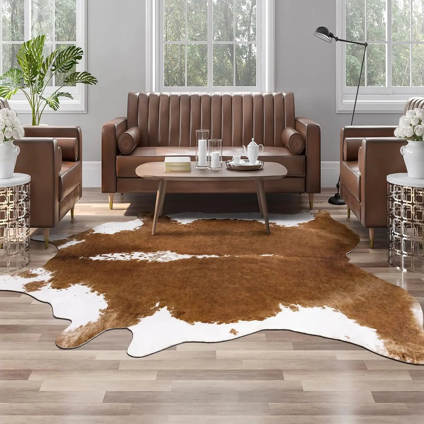 Faux Fur Cow Print Rug Bedroom Decor