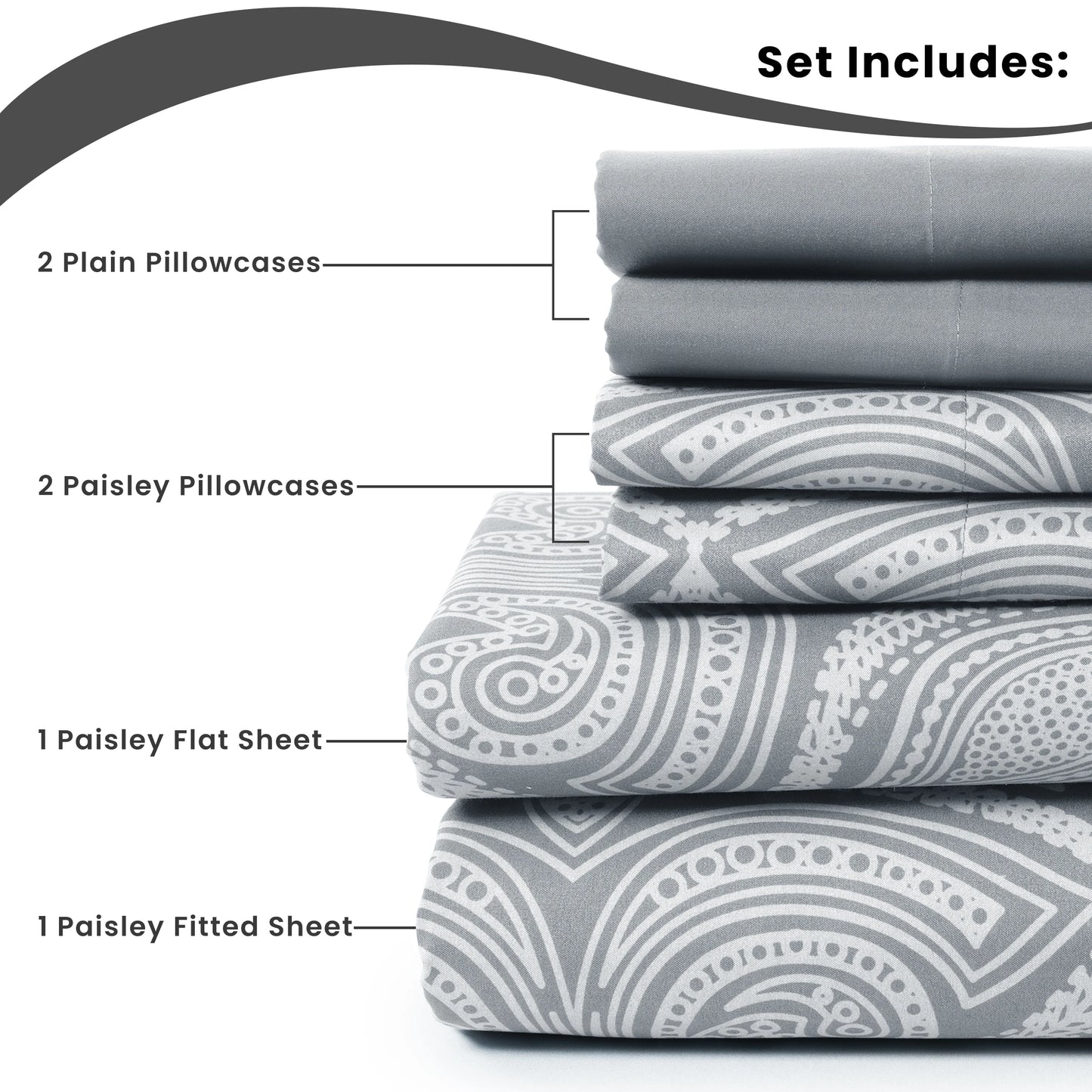 Lux Decor 6Pc Paisley Soft Microfiber Sheets