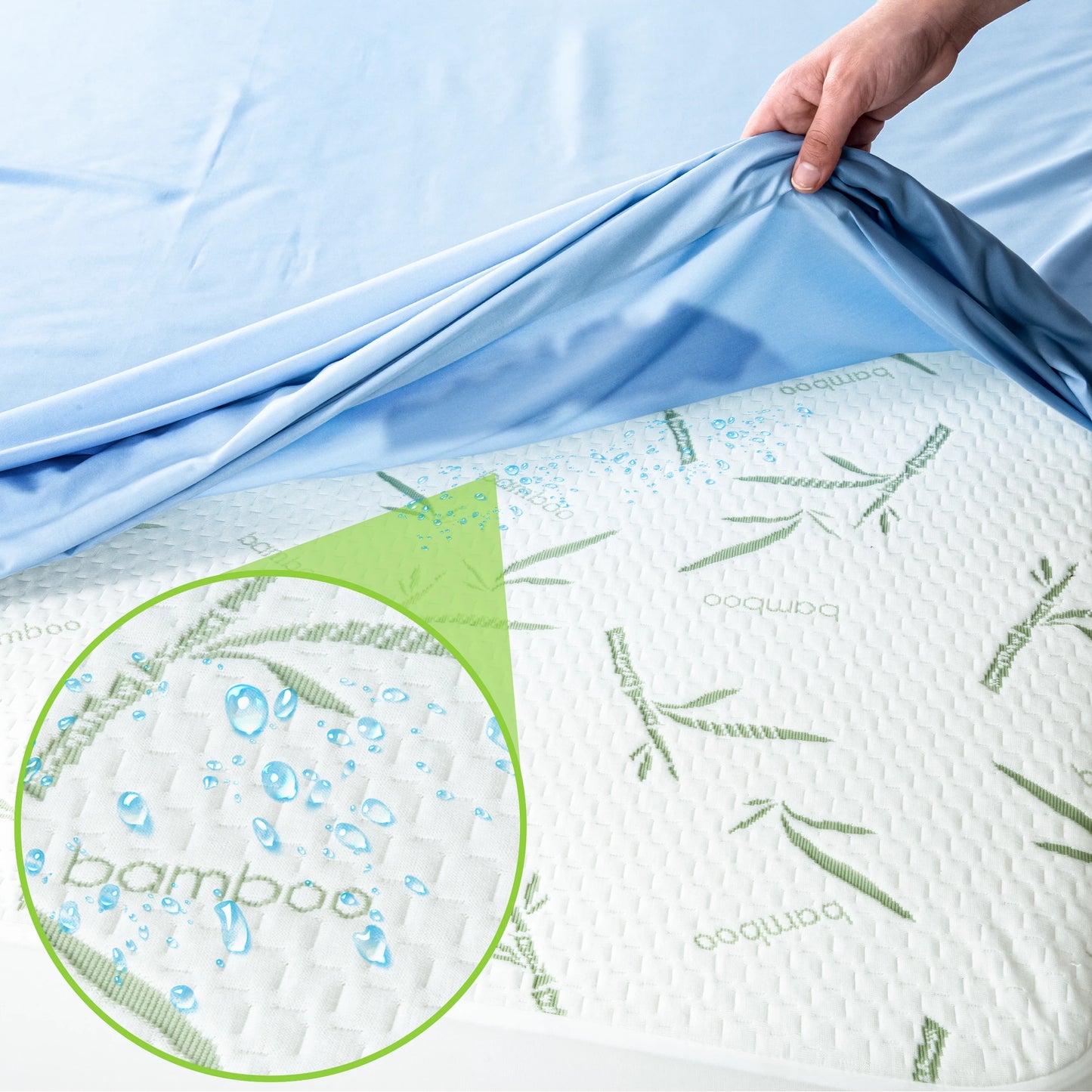Waterproof Bamboo Mattress Protector – Ultra-Soft Deep Pocket Fitted Cover