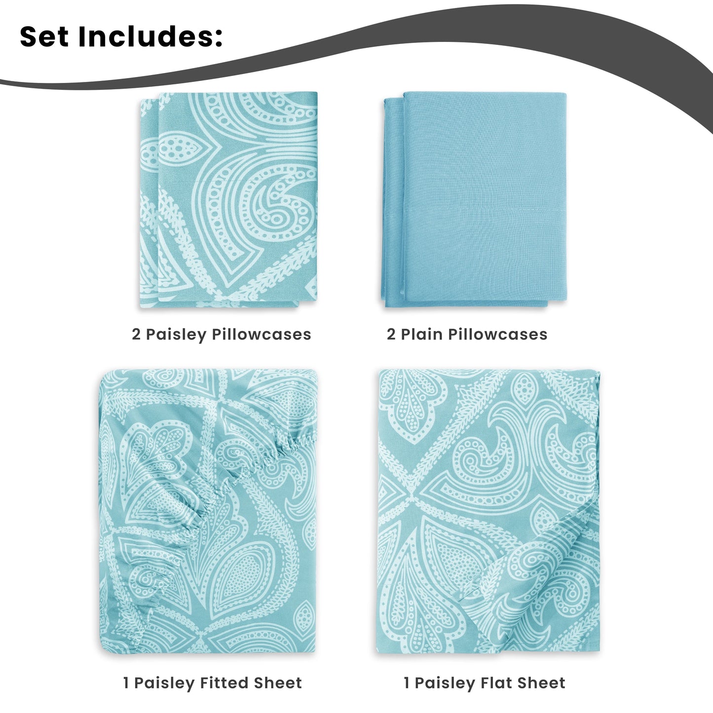 Lux Decor 6Pc Paisley Soft Microfiber Sheets
