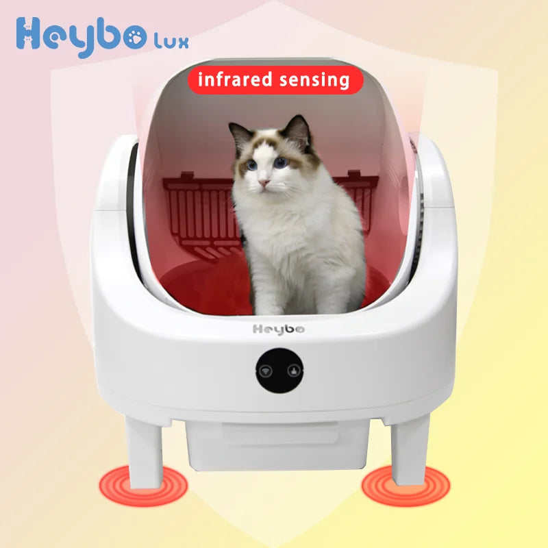 Smart Self-Cleaning Cat Litter Box with App Control Odor-Free Automatic Safety System