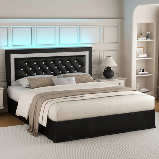 SIBEDS Queen Bed Frame with LED Lights