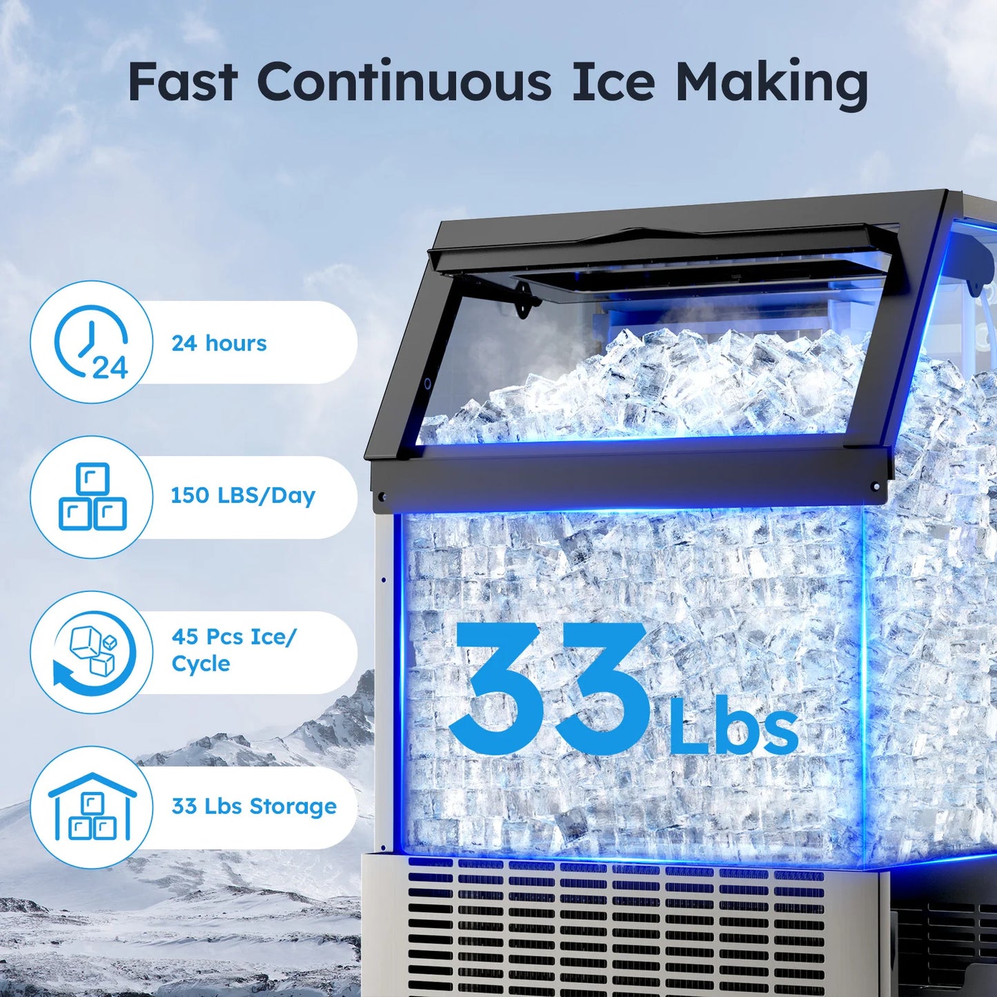 Stainless Steel Commercial Under-Counter Ice Maker