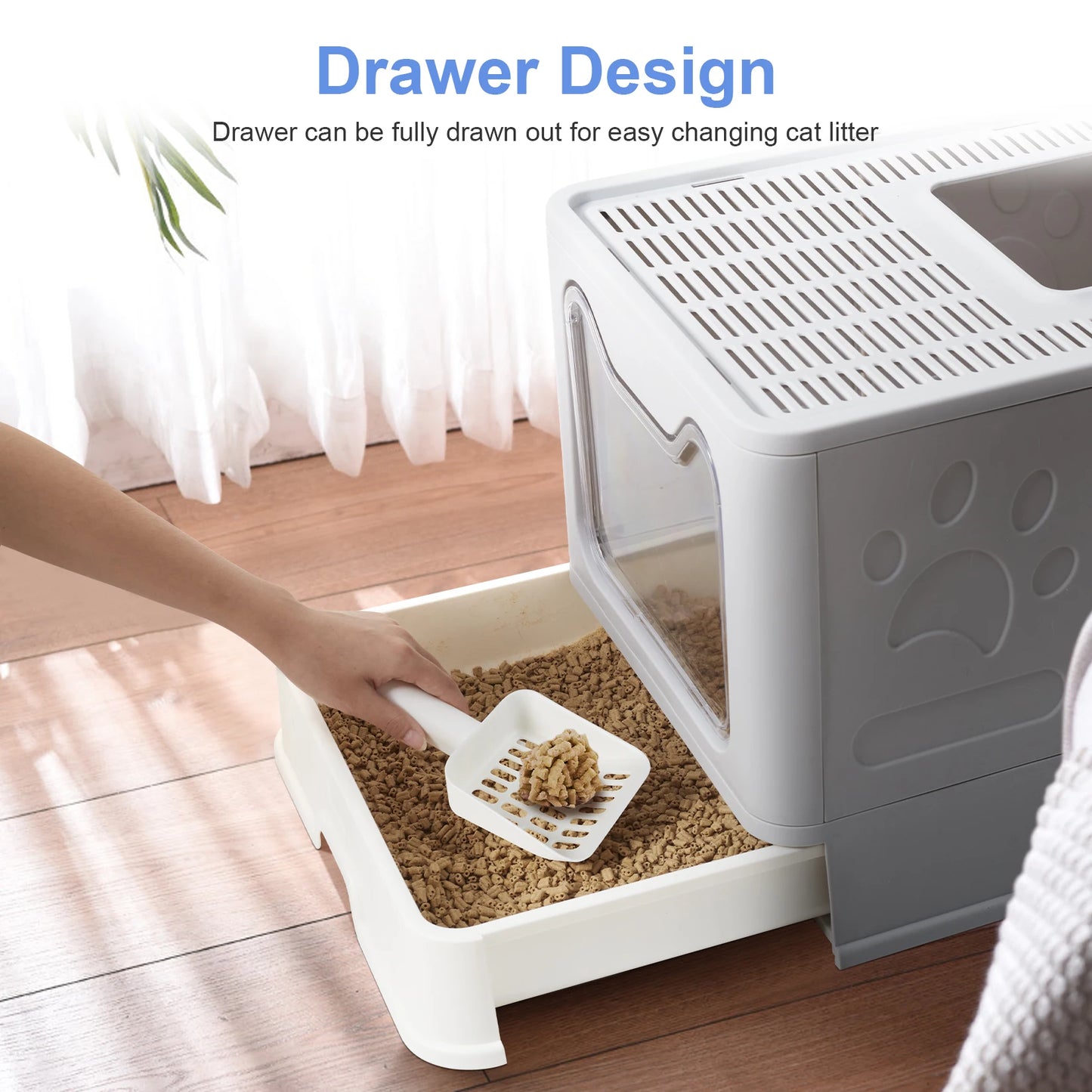 Foldable Covered Cat Litter Box with Scoop