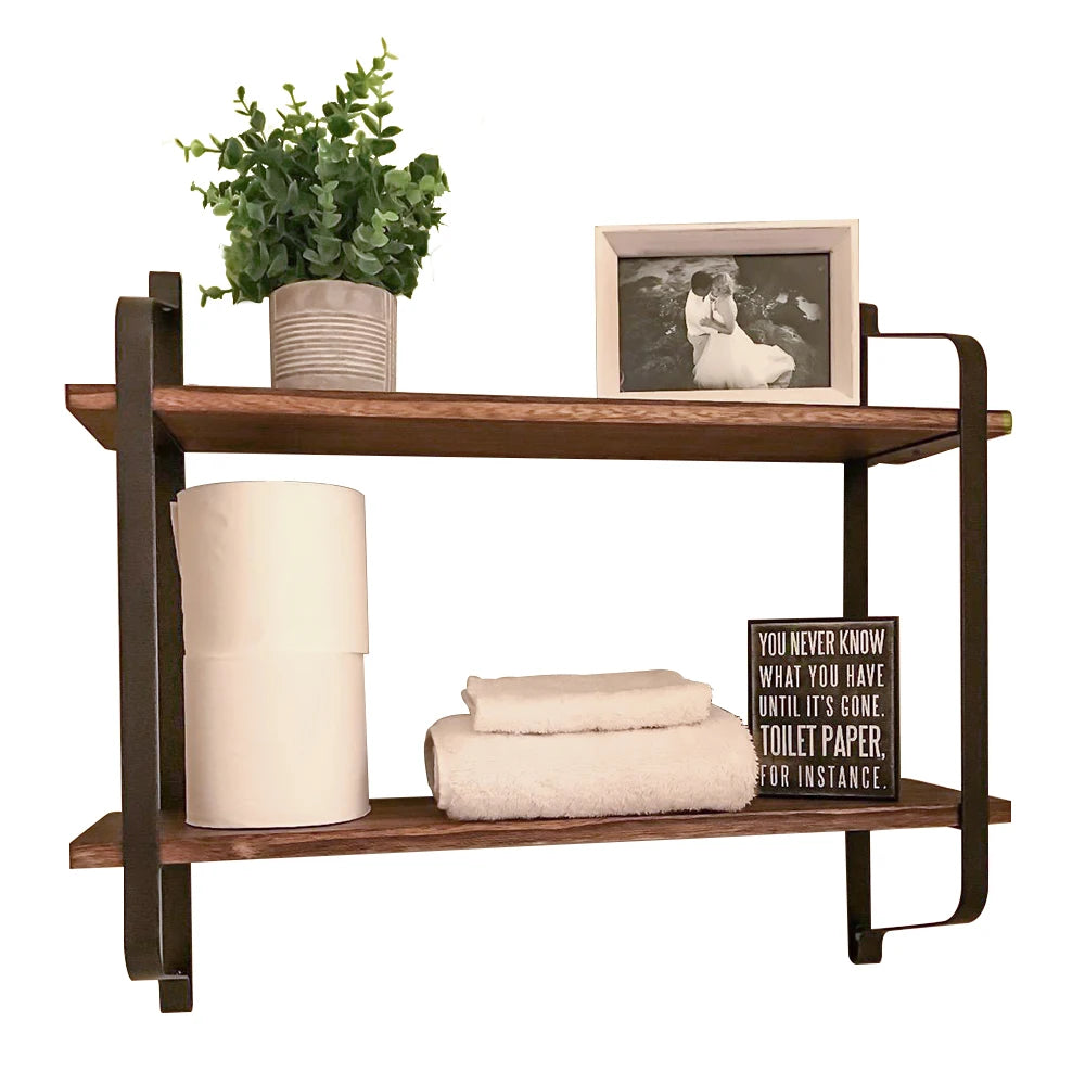 Large Rustic Industrial Pipe Floating Shelf