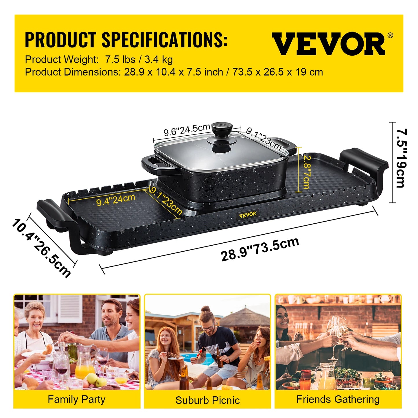2-in-1 Electric Hot Pot BBQ Grill