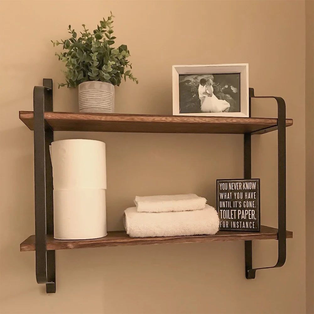 Large Rustic Industrial Pipe Floating Shelf