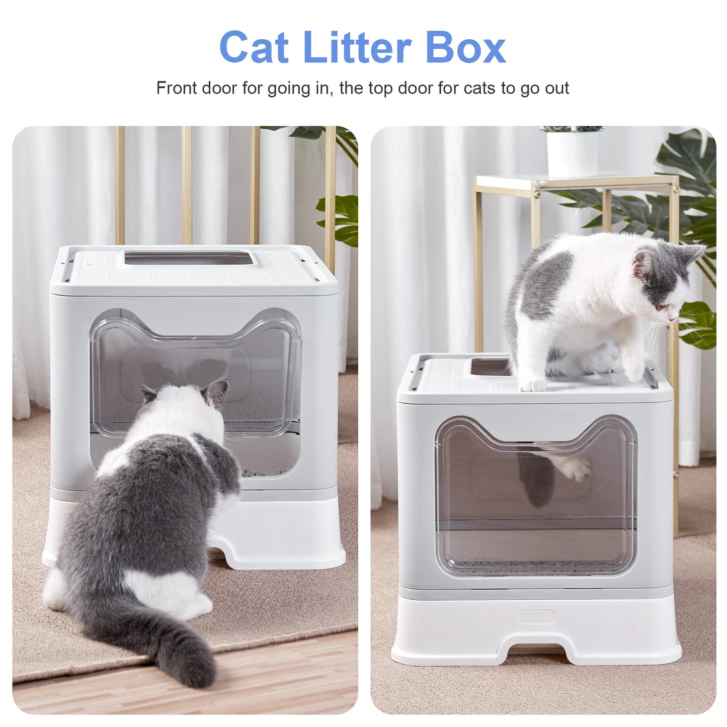 Foldable Covered Cat Litter Box with Scoop
