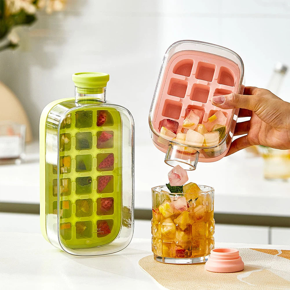 Portable Ice Mold Cooler Cup – Large Capacity Ice Cube Maker Bottle & Drink Chiller for Camping, Hiking, Outdoor Travel & Home Use