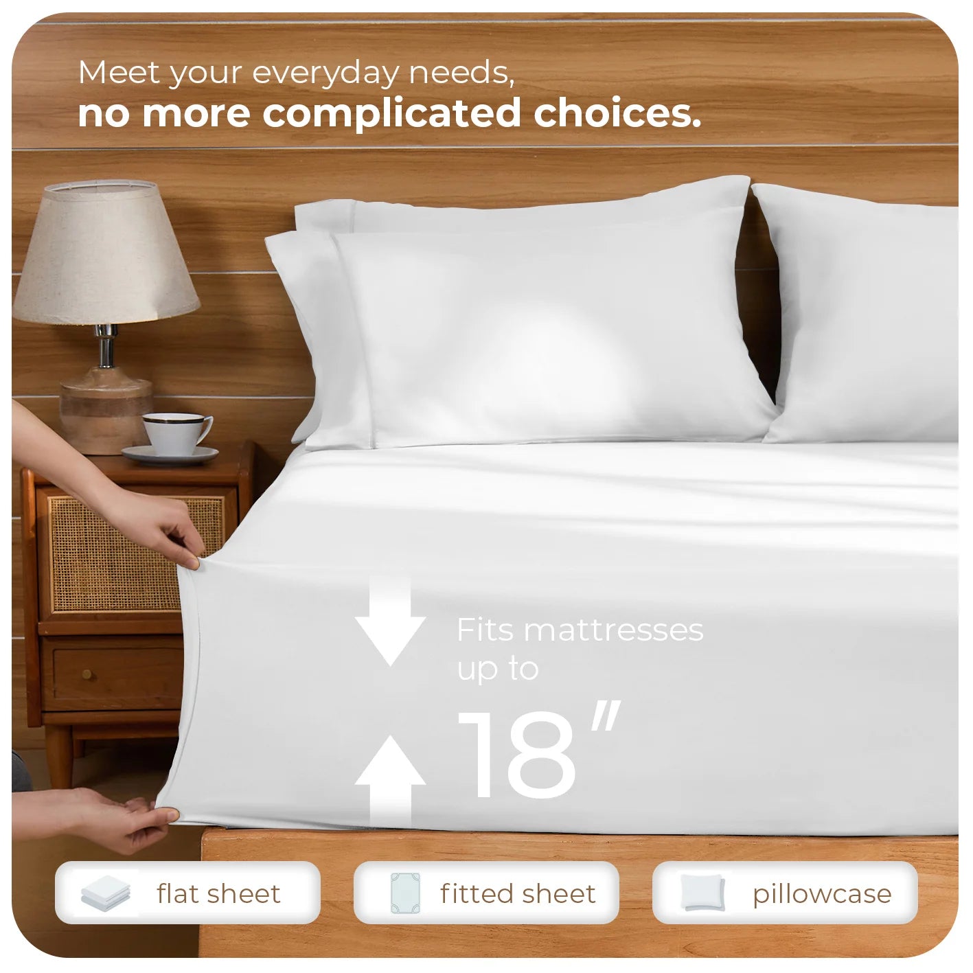 Queen Size 4-Piece Bedding Set – Ultra Soft Double-Brushed Microfiber Bed Sheets with Deep Pocket Fitted Sheet (Fits Mattresses Up to 18"), Easy Care Hotel Luxury Bedding