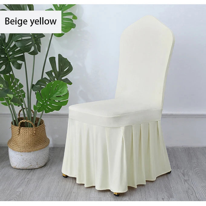 50/100PCS White Spandex Pleated Chair Covers – Stretch Seat Covers for Weddings, Banquets, Hotels, Parties & Event Decorations