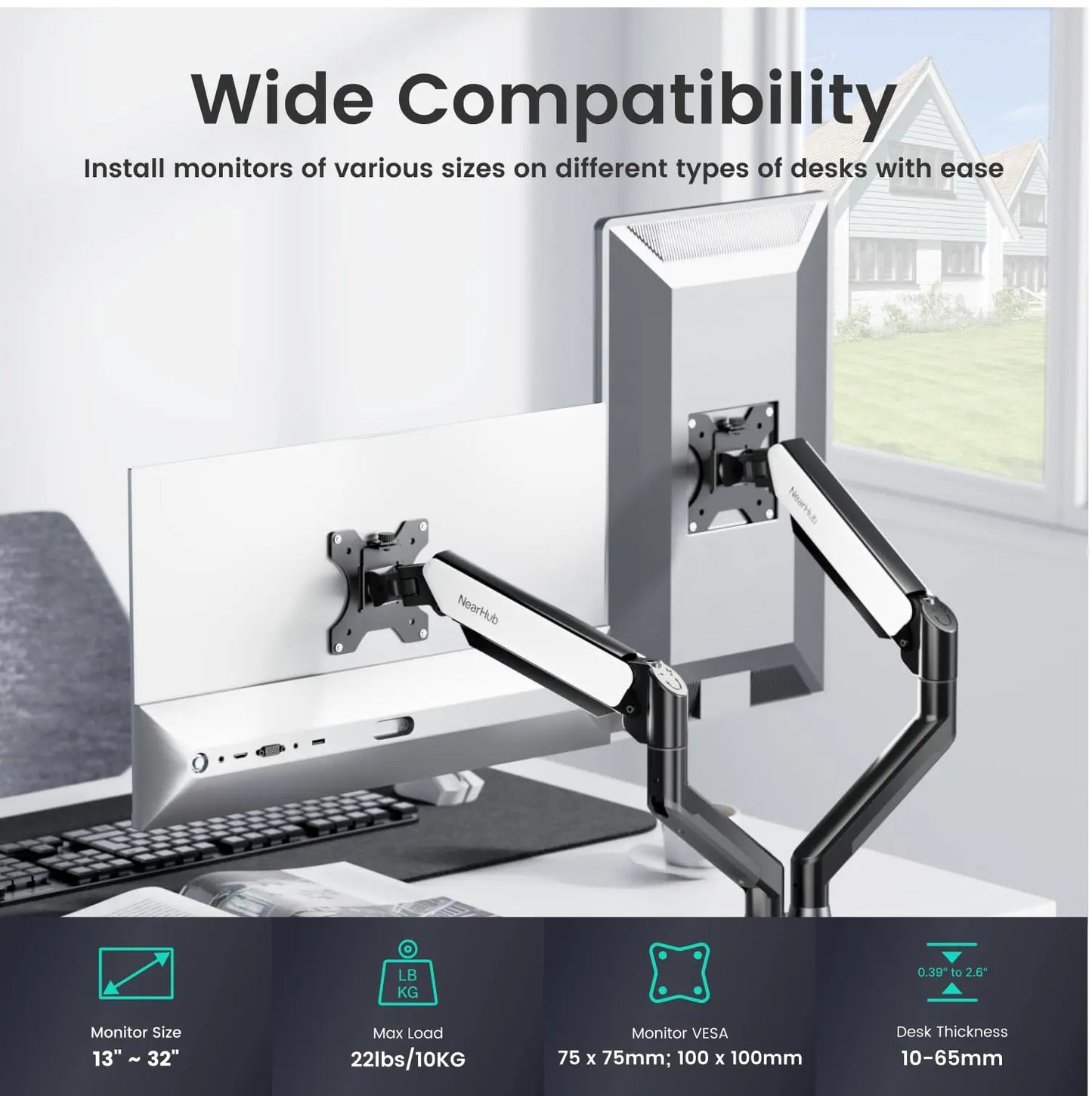 Dual Monitor Arm Mount Adjustable Desk Stand