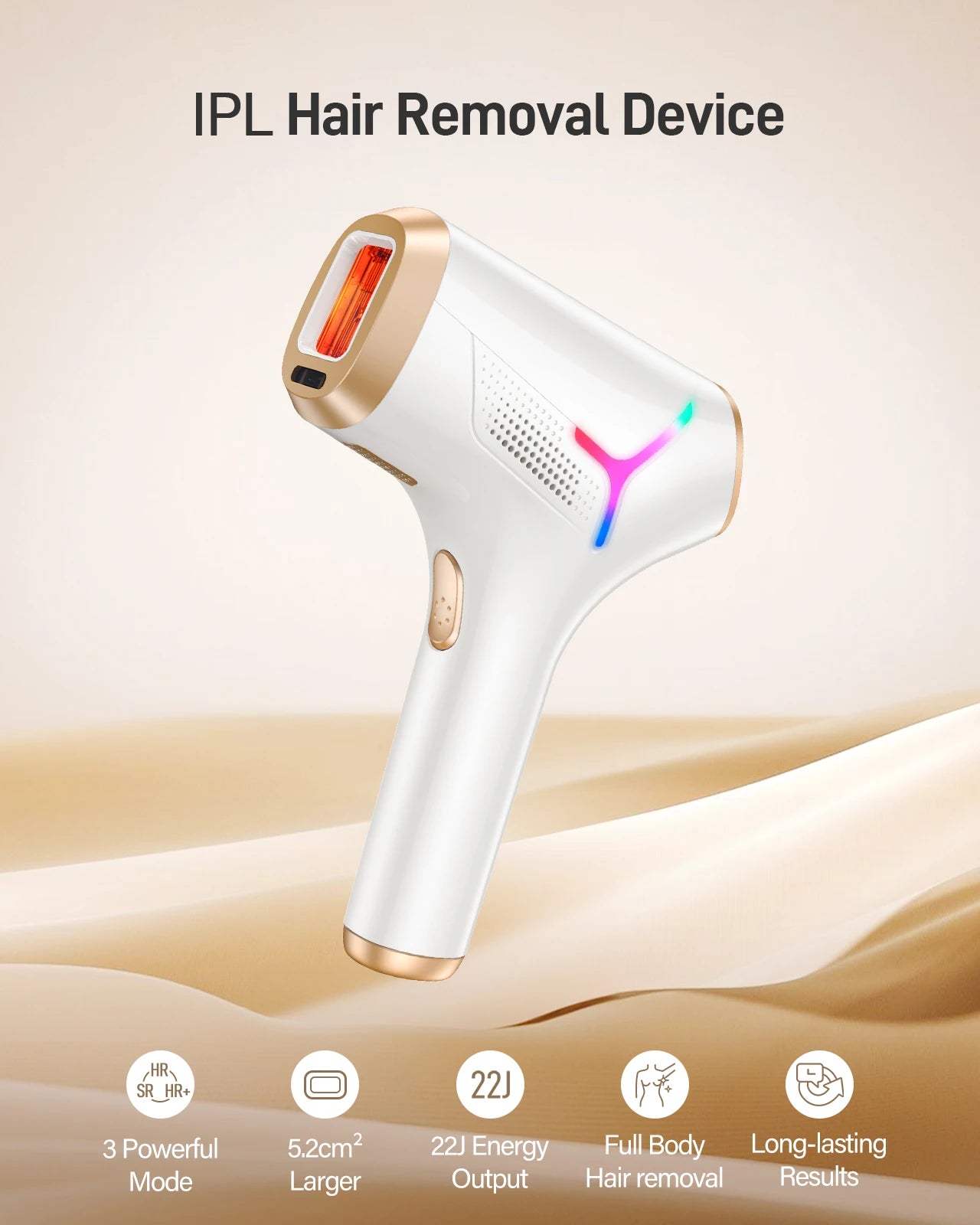 IPL Laser Hair Removal Device – 999,900 Flashes 22J Fast Permanent Hair Remover for Face, Body & Bikini, Home Use Epilator for Women & Men