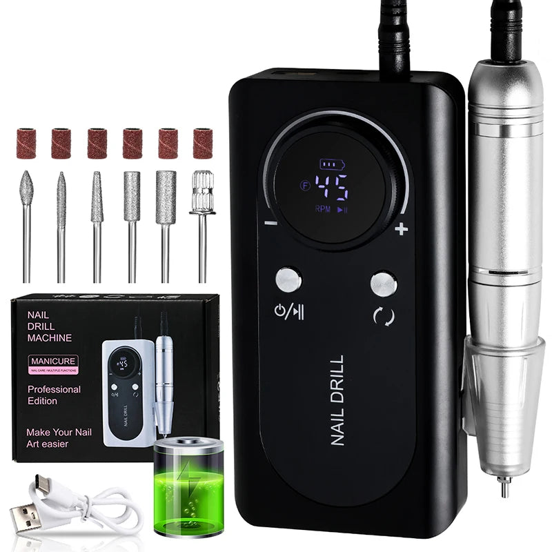 Rechargeable 45000RPM Electric Nail Drill Machine