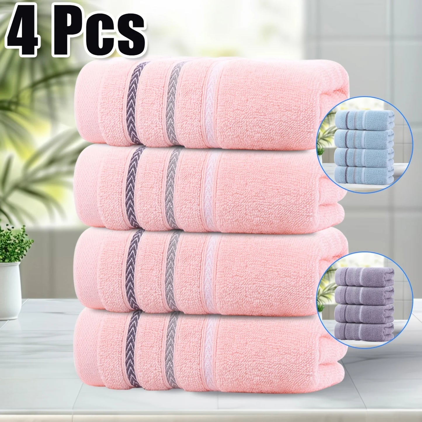 100% Cotton Face Towels 4 Pack Soft Quick Dry Absorbent Hand Towels Luxury Multipurpose Towel Set for Bathroom Gym Travel Camping