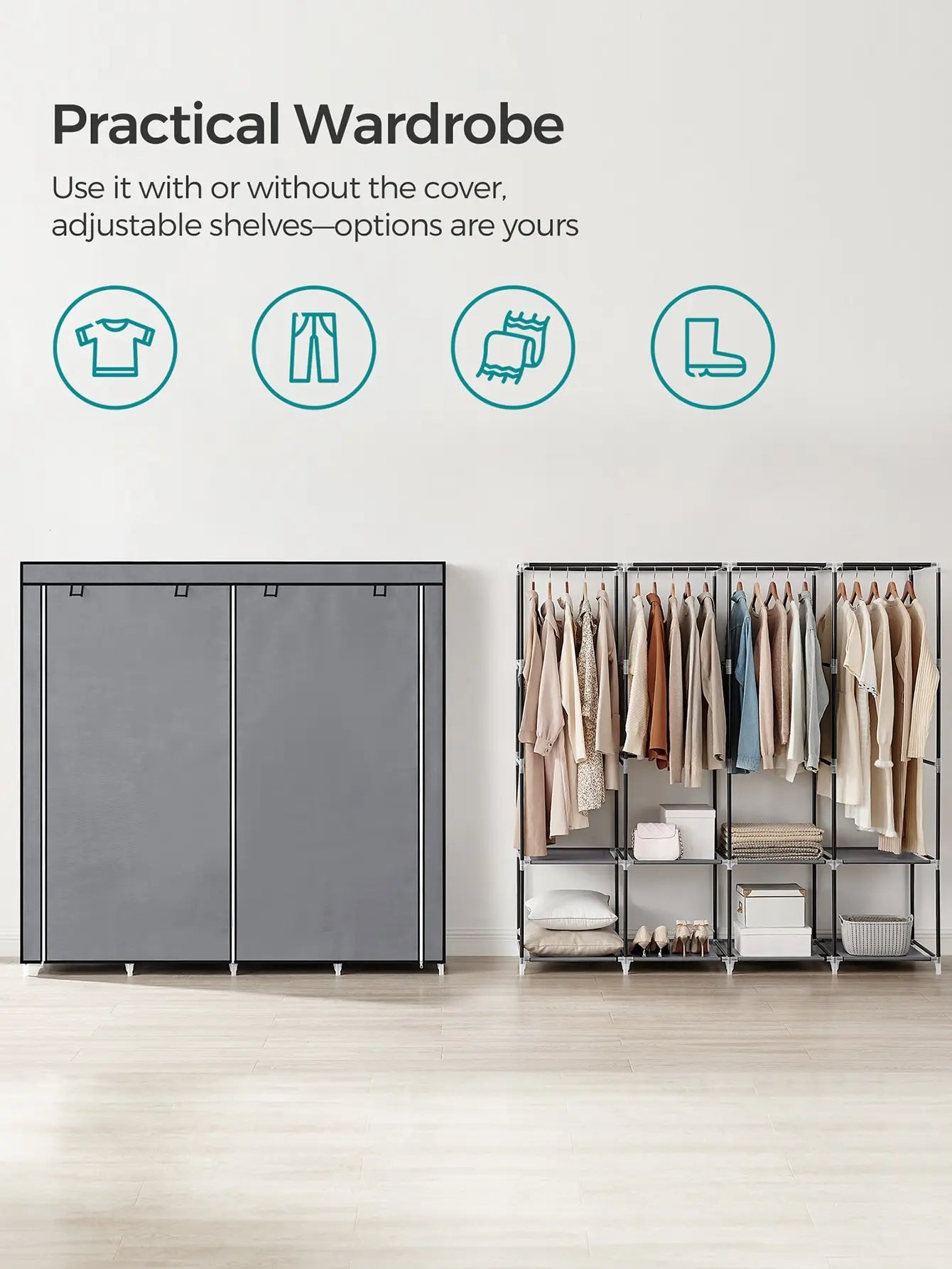 Portable Closet Wardrobe Organizer with Cover