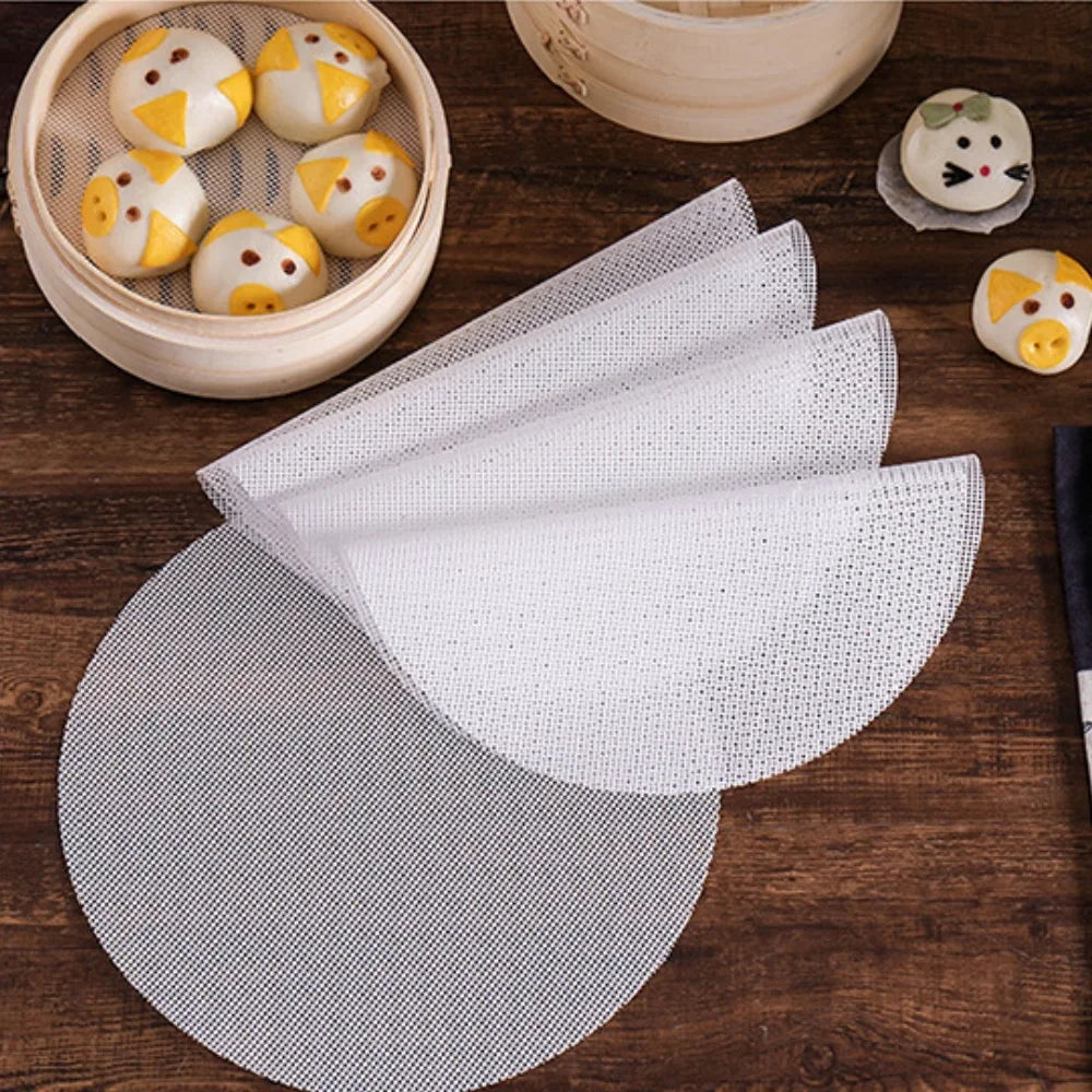 3PCS Reusable Silicone Steamer Liners – Non-Stick Round Steaming Mats for Bamboo Steamers, Heat-Resistant Kitchen Cooking Accessories