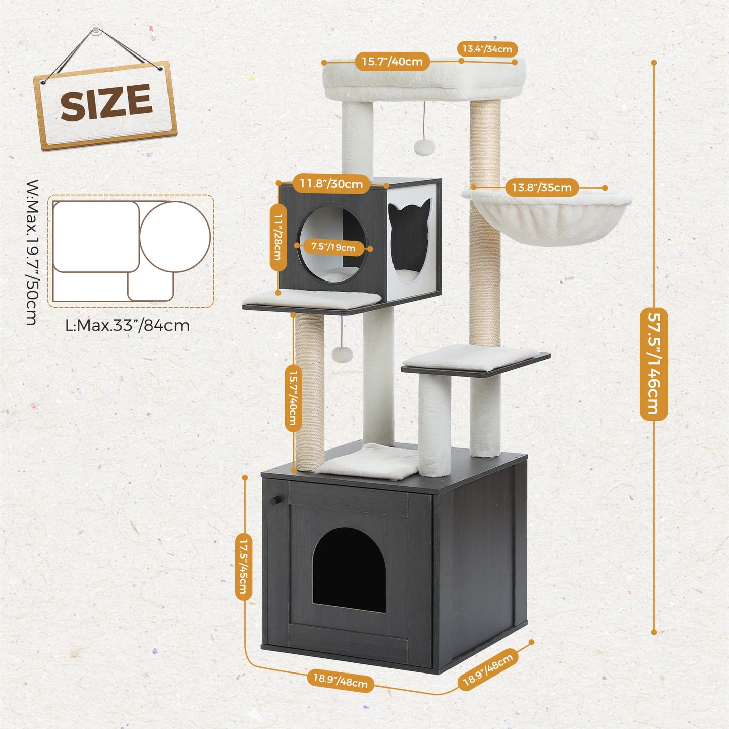 Cat Tree Tower Condo with Hammock