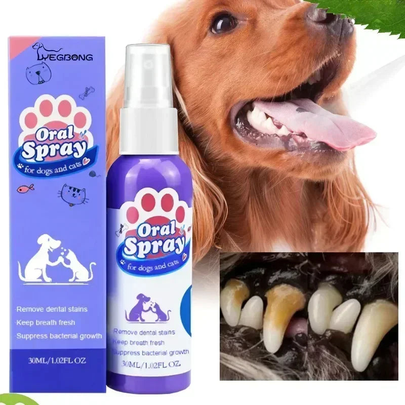Pet Teeth Cleaning Spray for Dogs & Cats – Oral Care Dental Spray for Fresh Breath, Plaque & Tartar Removal, Teeth Whitening & Bad Breath Control