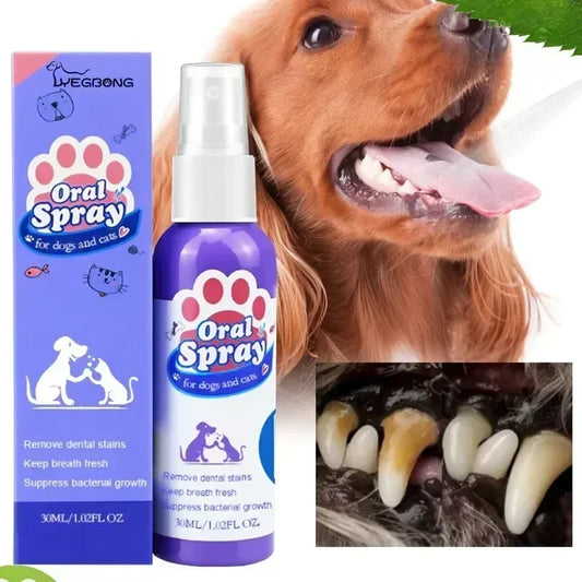 Pet Teeth Cleaning Spray for Dogs & Cats – Oral Care Dental Spray for Fresh Breath, Plaque & Tartar Removal, Teeth Whitening & Bad Breath Control