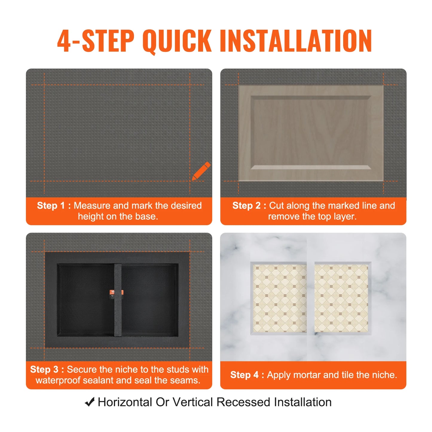 Shower Niche Organizer Ready for Tile