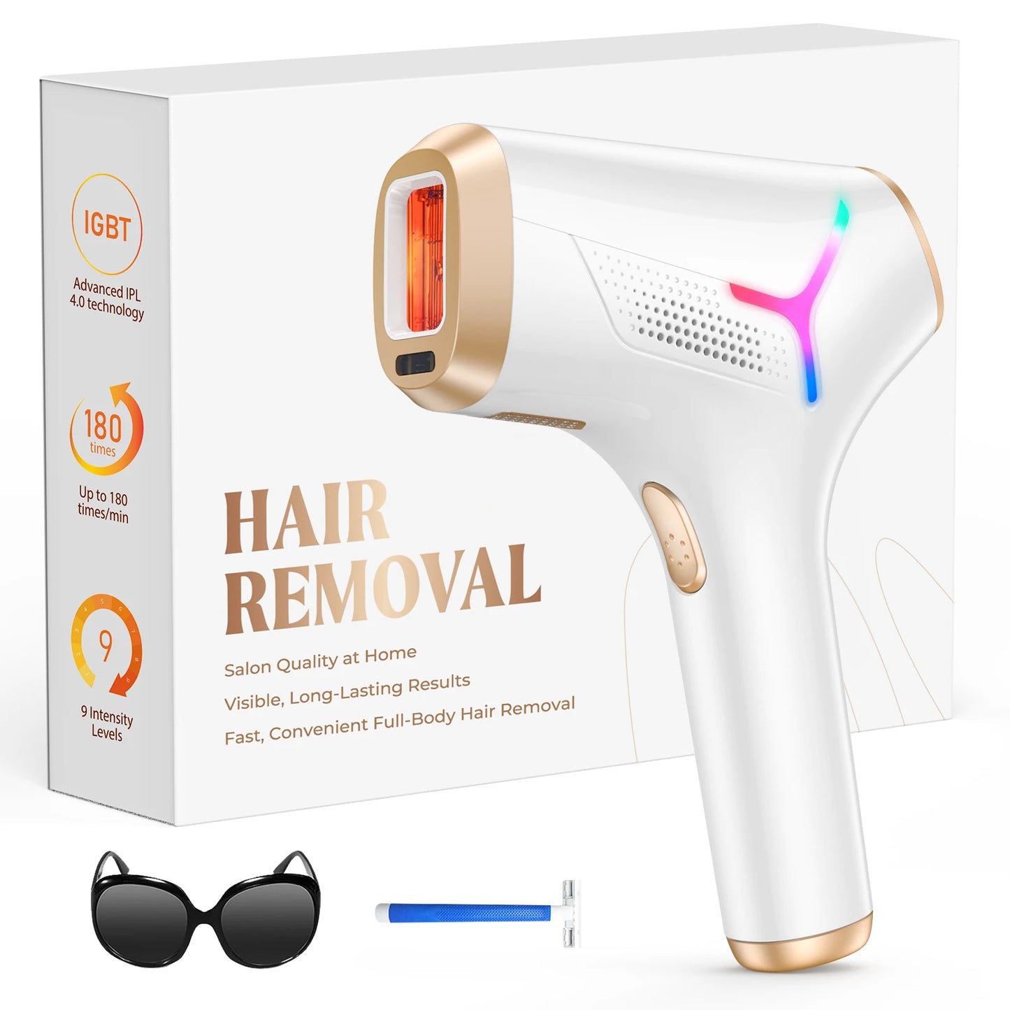 IPL Laser Hair Removal Device – 999,900 Flashes 22J Fast Permanent Hair Remover for Face, Body & Bikini, Home Use Epilator for Women & Men