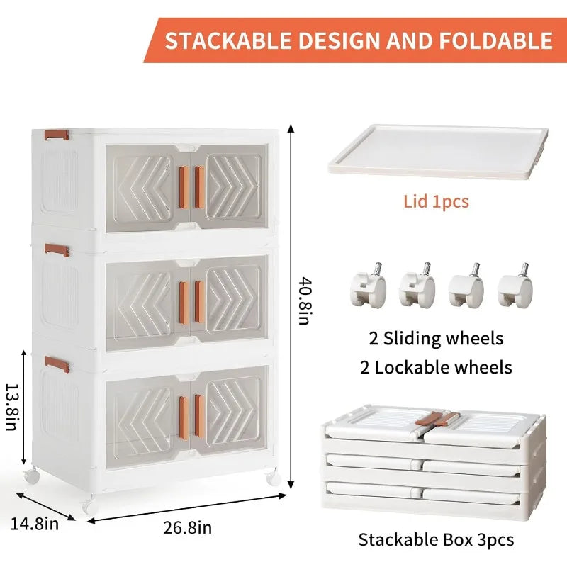 95QT Stackable Closet Storage Bins with Wheels