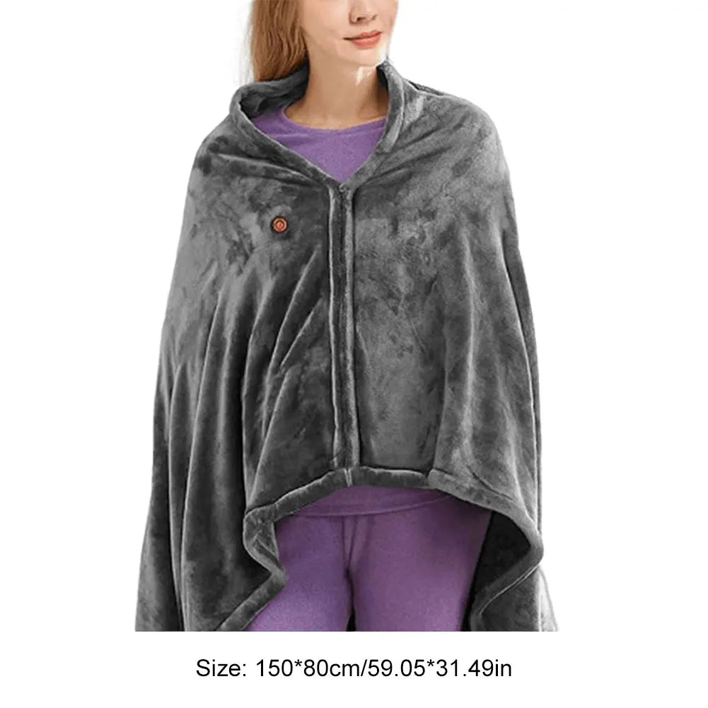 USB Electric Heated Wearable Blanket – 3-Level Washable Body Warmer Throw for Home & Office Comfort