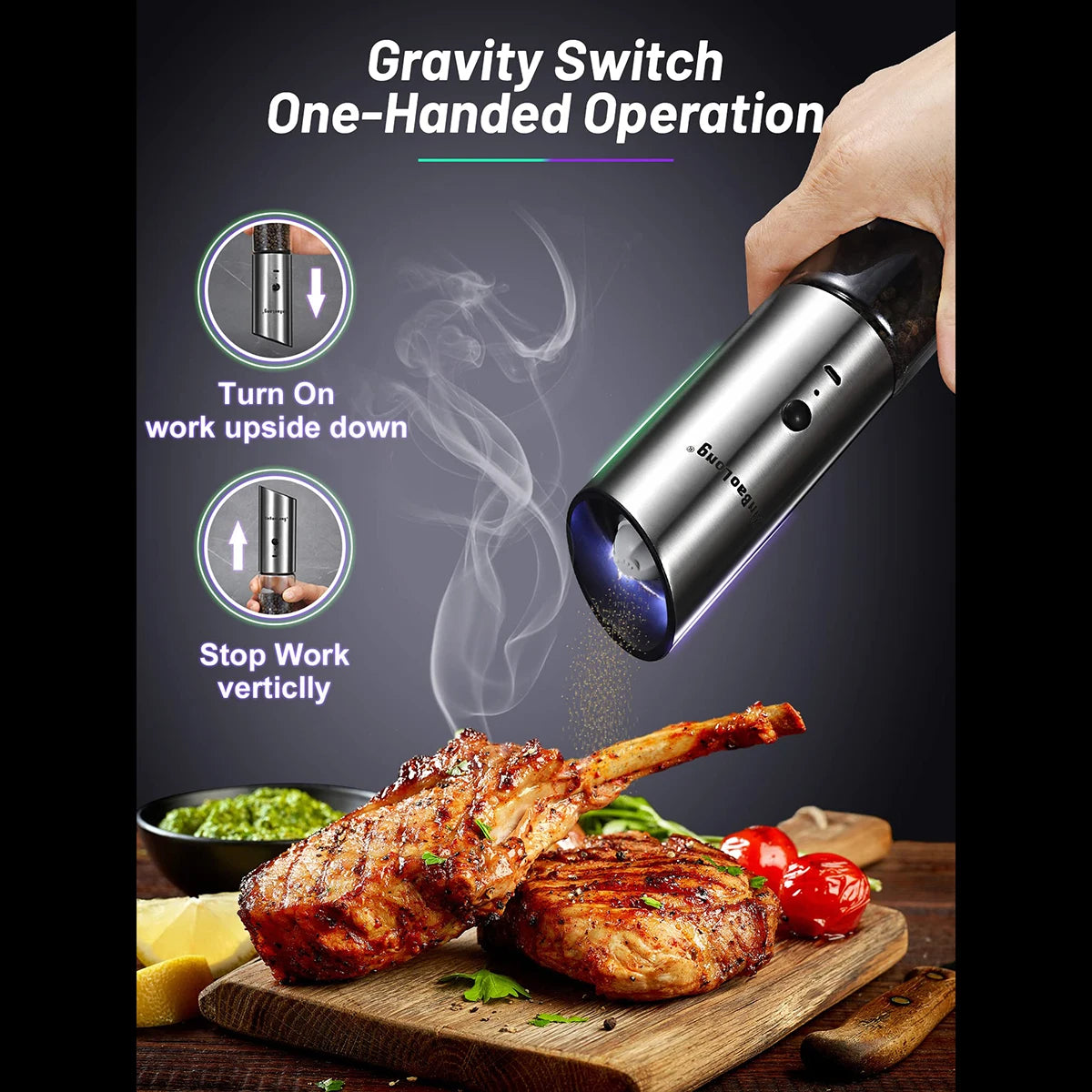 USB Rechargeable Electric Salt Pepper Grinder Set