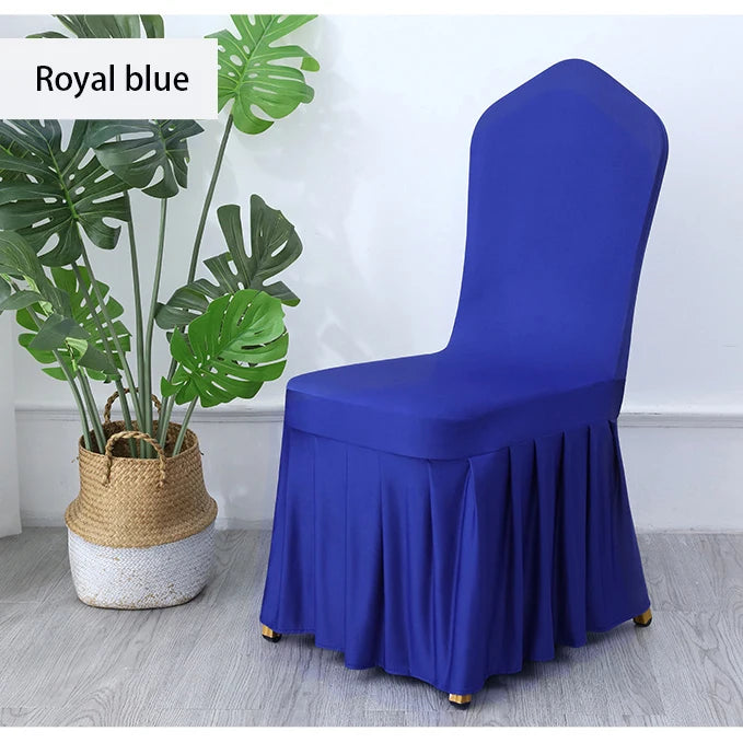 50/100PCS White Spandex Pleated Chair Covers – Stretch Seat Covers for Weddings, Banquets, Hotels, Parties & Event Decorations