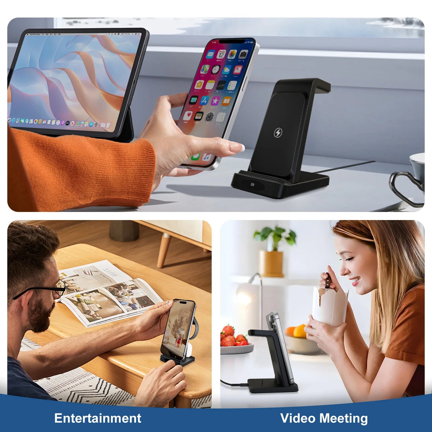 Foldable 3-in-1 Wireless Fast Charging Station