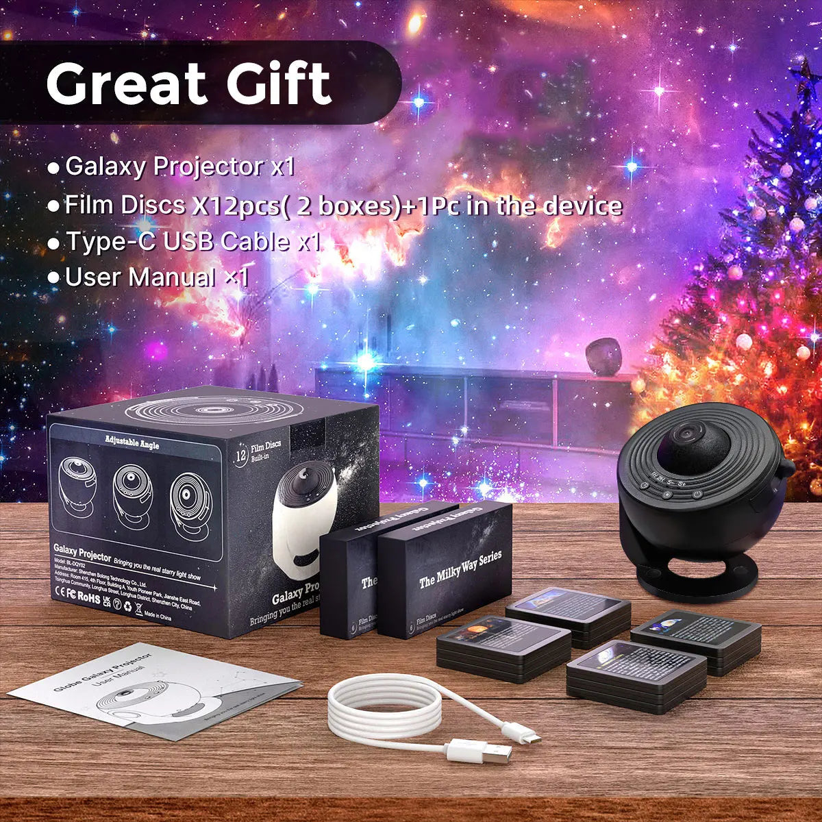 13 in 1 Galaxy Star Projector LED Night Light 360 Rotation HD Projection Lamp with Timer for Kids Adults Bedroom